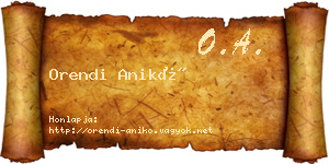 Orendi Anikó névjegykártya
